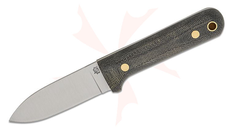 L.T. Wright Next Gen 3.3 inch A2 Flat Grind Kephart Fixed Blade Knife, Black Canvas Micarta, Leather Sheath