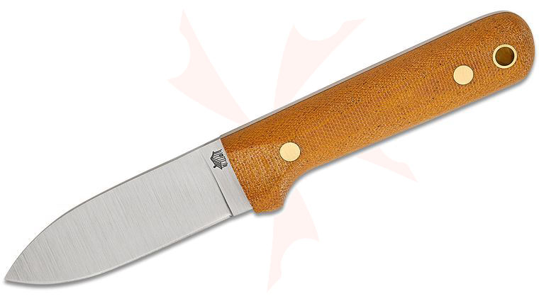 L.T. Wright Next Gen 3.3 inch A2 Flat Grind Kephart Fixed Blade Knife, Natural Canvas Micarta, Leather Sheath