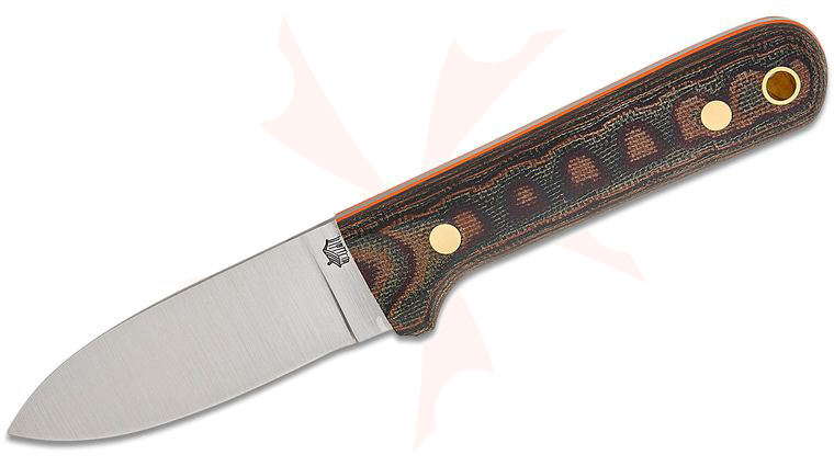 L.T. Wright Next Gen 3.3 inch A2 Flat Grind Kephart Fixed Blade Knife, Python Micarta, Orange Liners, Leather Sheath