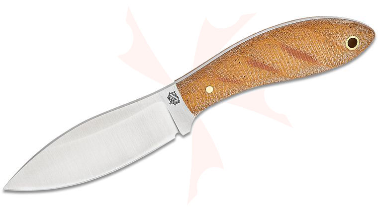 L.T. Wright Small Northern Hunter 3.5 inch AEB-L Saber Grind Fixed Blade Knife, Twisted Natural Micarta, Leather Sheath