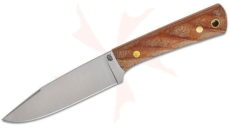 L.T. Wright Large Pouter Fixed Blade 4.6 inch AEB-L Flat Grind Seax Blade, Twisted Natural Canvas Micarta Handles, Leather Sheath
