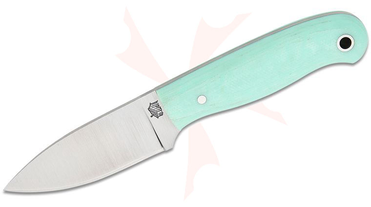 L.T. Wright Patriot Fixed Blade Knife 2.625 inch A2 Flat Grind Drop Point Blade, Tiffany Blue G10 Handles, Leather Sheath