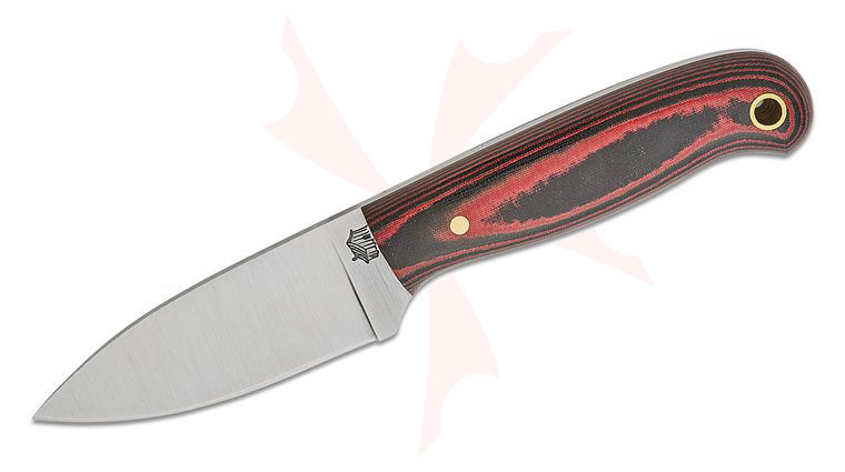 L.T. Wright Patriot Fixed Blade Knife 2.625 inch A2 Flat Grind Drop Point Blade, Red and Black Linen Micarta Handles, Leather Sheath