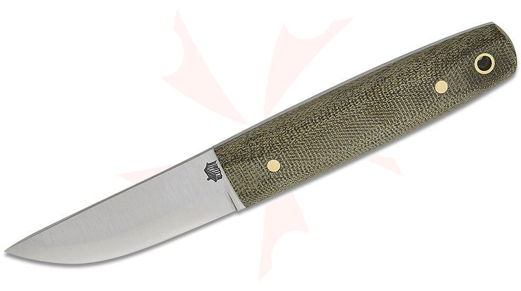 L.T. Wright Pronghorn 2.87 inch O1 Scandi Grind Fixed Blade Knife, Green Micarta, Leather Sheath