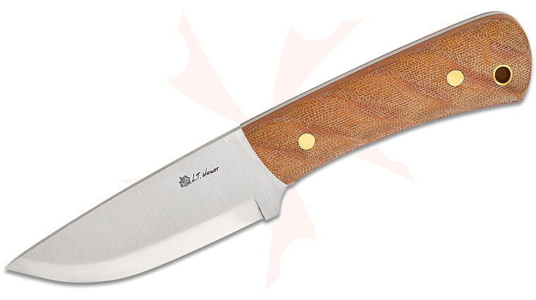 L.T. Wright XL Workhorse Fixed Blade Knife 4.13 inch O1 Satin Scandi Drop Point Blade, Natural Twist Canvas Micarta Handles, Leather Sheath