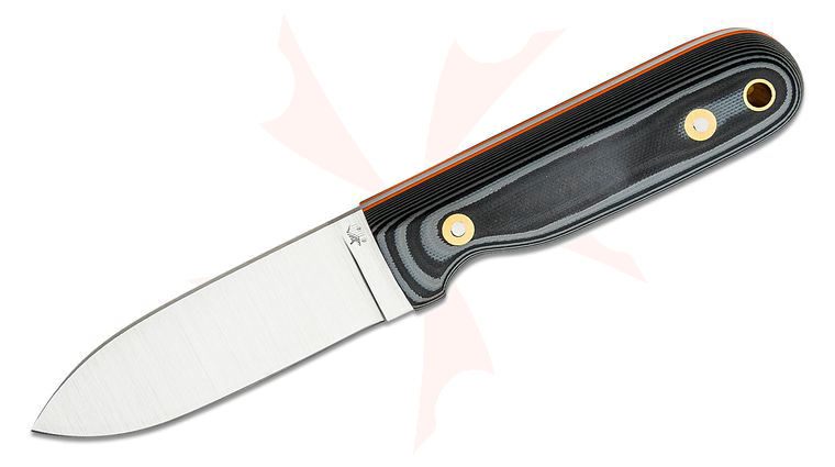 L.T. Wright Bushcrafter 3.95 inch CPM-MagnaCut Fixed Blade Knife, Flat Grind, Black & Gray G10, Orange Liners, Leather Sheath