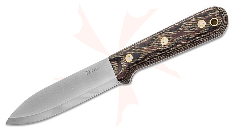 L.T. Wright Gen 5, 5.1 inch A2 Scandi Grind Kephart Fixed Blade Knife, Python Micarta, Leather Sheath