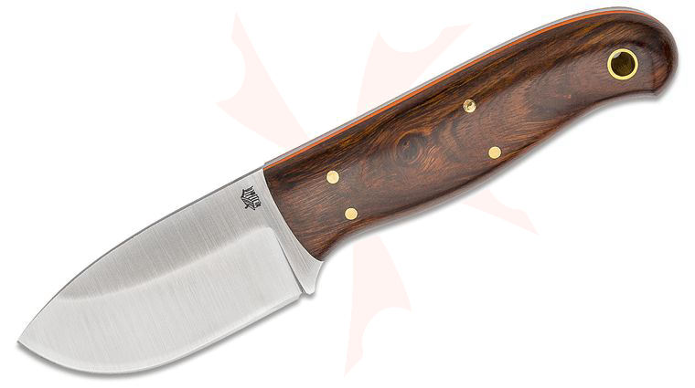 L.T. Wright GP Medium 3.12 inch AEB-L Saber Grind Fixed Blade Knife, Desert Ironwood, Orange Liners, Leather Sheath