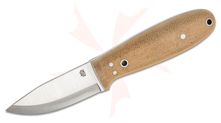 L.T. Wright Holy Bushman V2 3.25 inch A2 Scandi Grind Fixed Blade Knife, Snakeskin Micarta, Leather Sheath