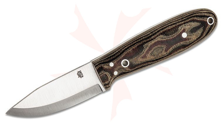 L.T. Wright Holy Bushman V2 3.25 inch A2 Scandi Grind Fixed Blade Knife, Python Micarta, Leather Sheath
