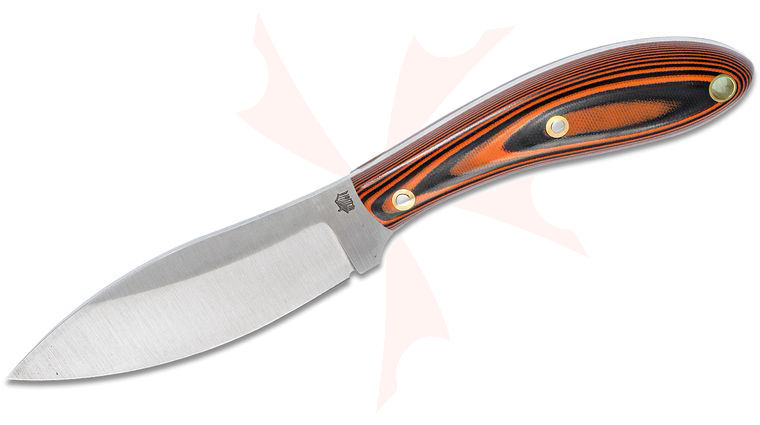 L.T. Wright Large Northern Hunter 4.375 inch AEB-L Saber Grind Fixed Blade Knife, Polished Black and Orange G10, Leather Sheath