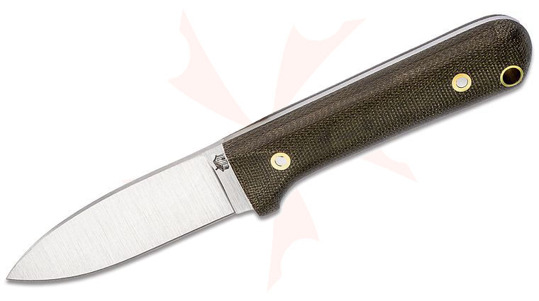 L.T. Wright Next Gen 3.3 inch A2 Flat Grind Kephart Fixed Blade Knife, Green Canvas Micarta, Leather Sheath