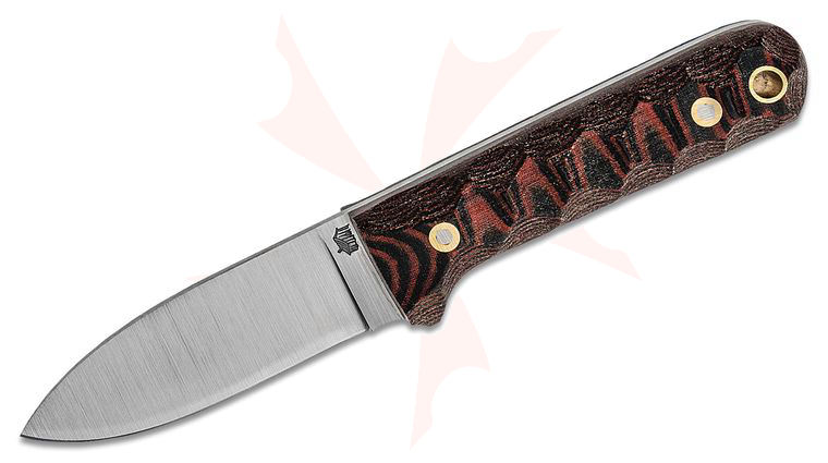 L.T. Wright Next Gen 3.3 inch A2 Flat Grind Kephart Fixed Blade Knife, Red/Black Linen Micarta, Mountain Tread Finish, Leather Sheath