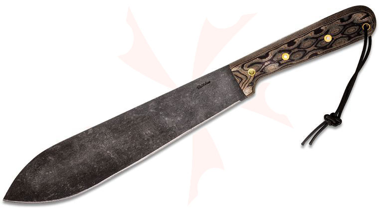 L.T. Wright Overland Machete 12.25 inch 1075 Fixed Blade, Python Micarta, Leather Sheath