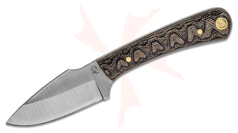 L.T. Wright Great Plainsman 2.95 inch D2 Saber Grind Fixed Blade Knife, Python Micarta, Leather Sheath