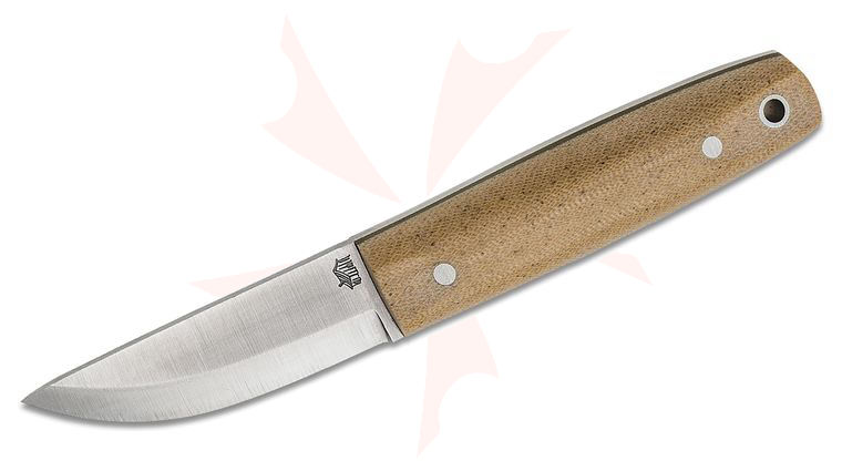 L.T. Wright Pronghorn 2.87 inch 3V Scandi Grind Fixed Blade Knife, Snakeskin Micarta, OD Green Liners, Leather Sheath