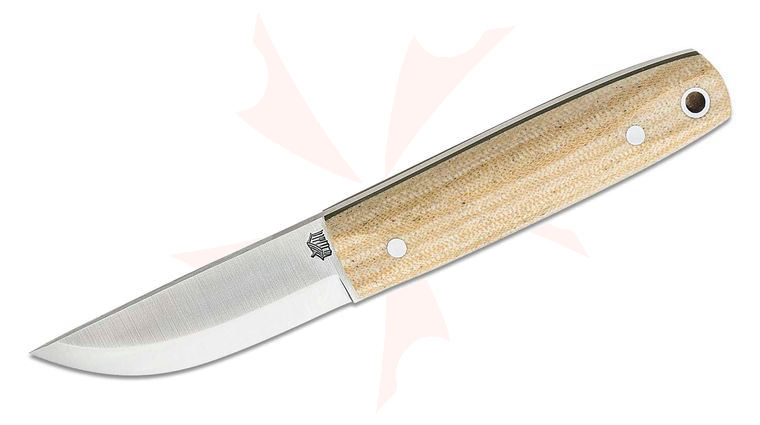 L.T. Wright Pronghorn 2.87 inch 3V Scandi Grind Fixed Blade Knife, Striped Snakeskin Micarta, OD Green Liners, Leather Sheath