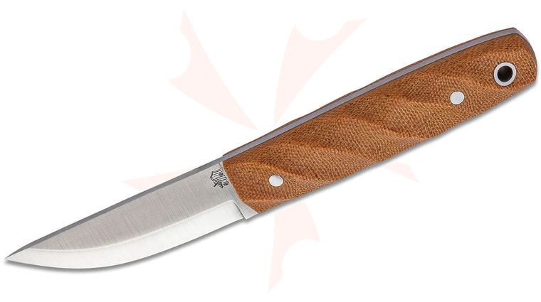 L.T. Wright Pronghorn Twist 2.87 inch O1 Scandi Grind Fixed Blade Knife, Natural Micarta, Leather Sheath
