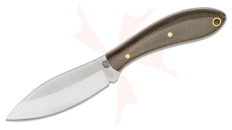 L.T. Wright Small Northern Hunter 3.5 inch AEB-L Saber Grind Fixed Blade Knife, Polished Green Micarta, Leather Sheath