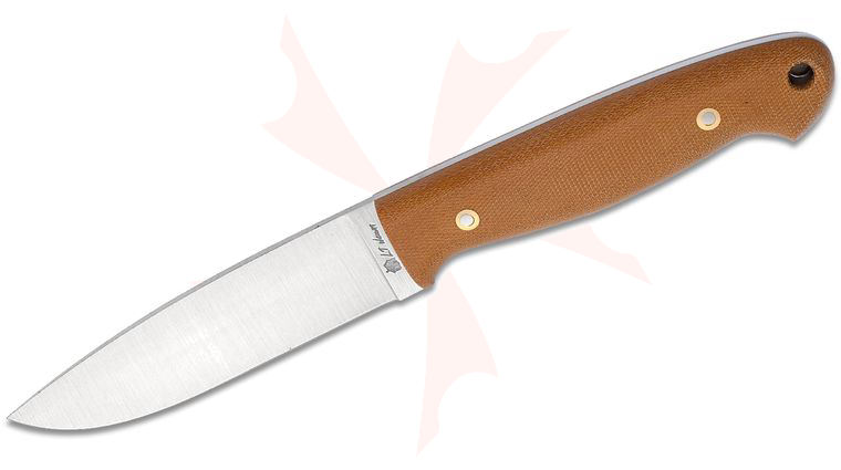 L.T. Wright Trekker 4.75 inch AEB-L Fixed Blade Knife, Natural Matte Canvas Micarta, Leather Sheath