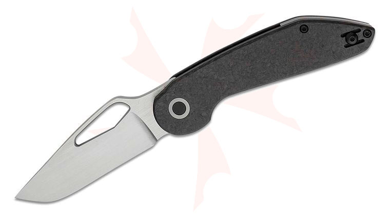 Luft Concepts AVNT Flipper Knife 3.25 inch M390 Hand Rubbed Satin Drop Point Blade, Forged Carbon Fiber Handles, Titanium Accents
