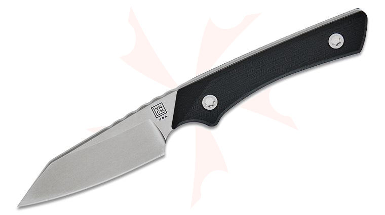 LynchNW Lynch Northwest Swift Six Pocket Fixed Blade Knife 2.5 inch CruWear Stonewashed Reverse Tanto Blade, Double Black Micarta Handles, Tan Redeemed Creations Leather Pocket Sheath