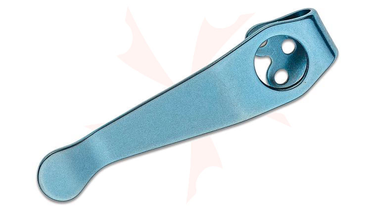 LynchNW Lynch Northwest Spyderco Standard Short Ice Blue Anodized Deep Carry Titanium Pocket Clip