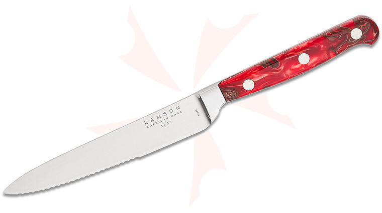 Lamson USA 5 inch Fire Forged Serrated Steak Knife, Kirinite Handle