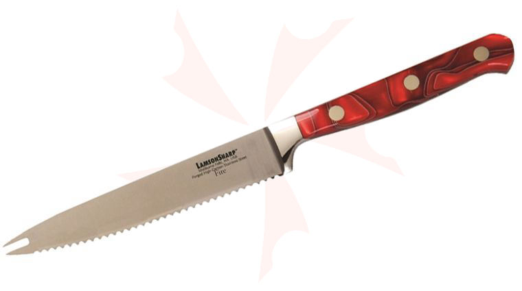 Lamson USA 5 inch Fire Forged Serrated Tomato Knife, Kirinite Handle