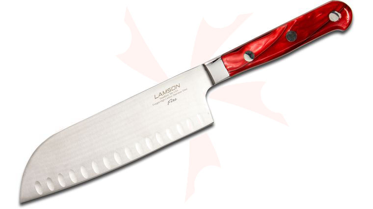 Lamson USA 7 inch Fire Forged Kullenschliff Santoku Knife, Kirinite Handle