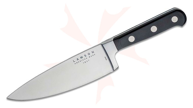 Lamson USA 6 inch Midnight Forged Chef's Knife, Black G10 Handle