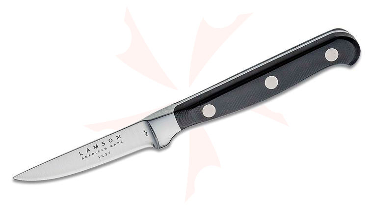 Lamson USA 3 inch Midnight Forged Trimming/Paring Knife, Black G10 Handle