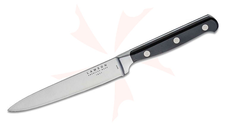 Lamson USA 5 inch Midnight Forged Fine Edge Steak Knife, Black G10 Handle