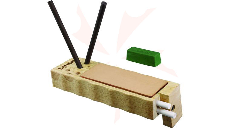 Lansky 4-Rod Ceramic TurnBox Crock Stick Sharpener with Leather Strop and Compound