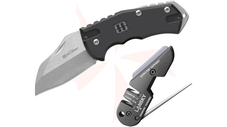 Lansky Mikkel Willumsen World Legal Slipjoint 2.75 inch 440C Plain Blade and Blade Medic Combo