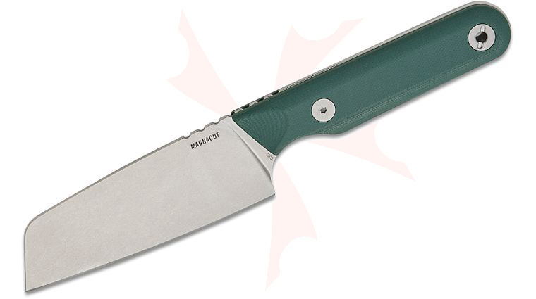 Leatherman USA Made Rustle Fixed Blade Knife 4 inch CPM-MagnaCut Stonewashed Santoku Blade, Evergreen G10 Handles, Orange Kydex Sheath