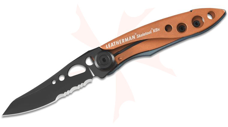 Leatherman Skeletool KBx Folding Knife 2.6 inch Black Combo Blade, Aurora Stainless Steel Handles