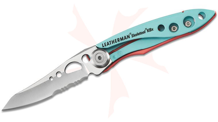 Leatherman Skeletool KBx Folding Knife 2.6 inch Satin Combo Blade, Paradise Stainless Steel Handles