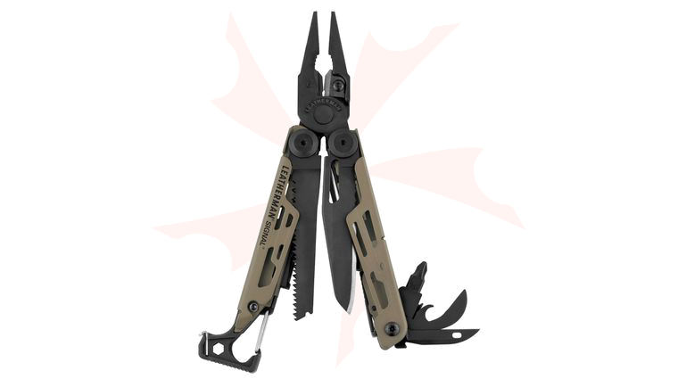 Leatherman Signal Full-Size Multi-Tool, Coyote Tan, Safety Whistle, Ferrocerium Rod and Diamond Sharpener