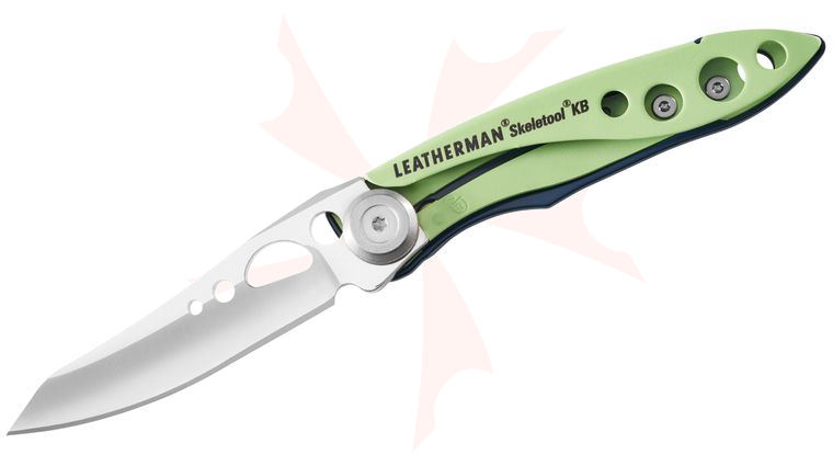Leatherman Skeletool KB Folding Knife 2.6 inch Plain Blade, Verdant Stainless Steel Handles
