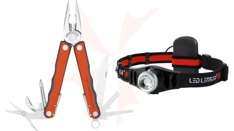 Leatherman Fuse Full-Size Orange Multi-Tool and LED Lenser H5, Nylon Sheath