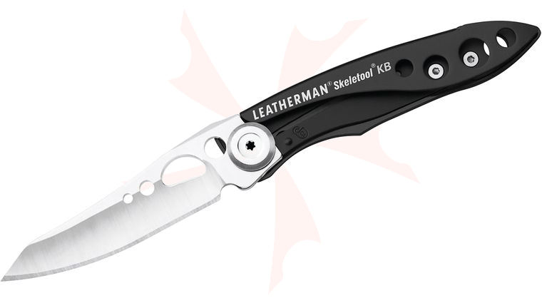 Leatherman Skeletool KB Folding Knife 2.6 inch Plain Blade, Black Stainless Steel Handles
