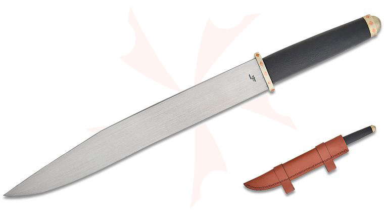 CAS Iberia Legacy Arms Witham Viking Seax 12 inch 5160 Steel Blade, Leather Wrapped Handle, Leather Wrapped Scabbard