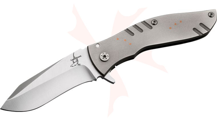 Greg Lightfoot Custom Bull Whip Flipper 3.5 inch CPM-154 Drop Point Blade, Blasted Titanium Handles