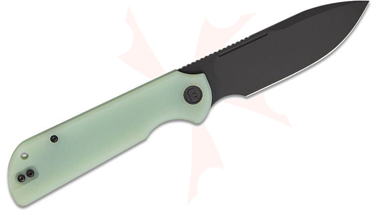 Liong Mah Designs Eutektik Binary Left Handed Flipper Knife 3.75 inch 14C28N Black Stonewashed Drop Point Blade, Jade (Natural) G10 Handles, Reversible Clip