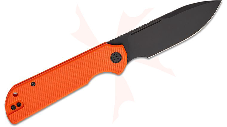 Liong Mah Designs Eutektik Binary Left Handed Flipper Knife 3.75 inch 14C28N Black Stonewashed Drop Point Blade, Orange G10 Handles, Reversible Clip
