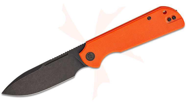 Liong Mah Designs Eutektik Binary Flipper Knife 3.75 inch 14C28N Black Stonewashed Drop Point Blade, Orange G10 Handles, Reversible Clip