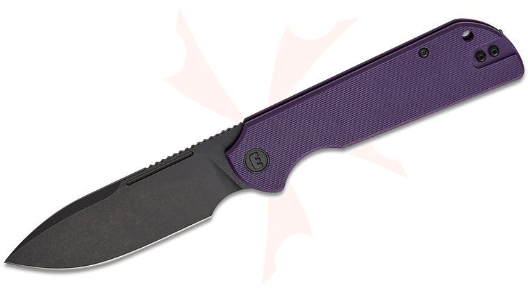 Liong Mah Designs Eutektik Binary Flipper Knife 3.75 inch 14C28N Black Stonewashed Drop Point Blade, Purple G10 Handles, Reversible Clip