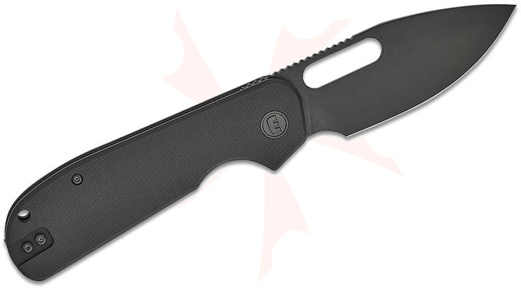 Liong Mah Designs Eutektik EFD Left Handed Front Flipper Knife 3.5 inch 14C28N Black Stonewashed Drop Point Blade, Black G10 Handles