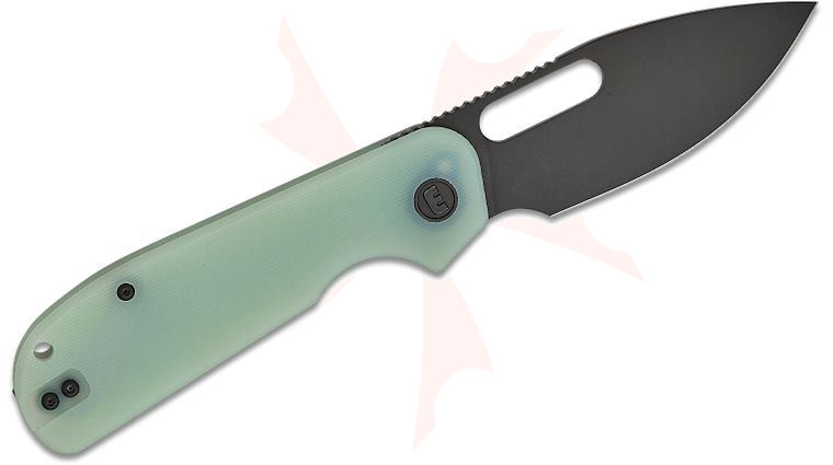 Liong Mah Designs Eutektik EFD Left Handed Front Flipper Knife 3.5 inch 14C28N Black Stonewashed Drop Point Blade, Jade (Natural) G10 Handles